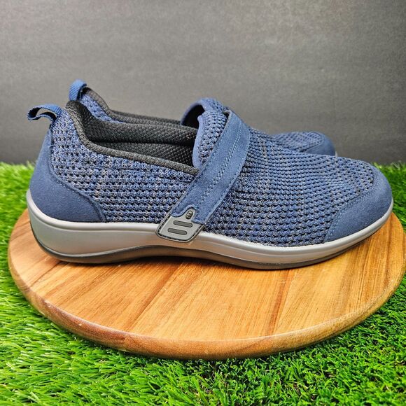 Orthofeet Quincy Womens 8.5 Wide Blue Stretch Knit Comfort Slip-On Low Top Shoes - Picture 1 of 12
